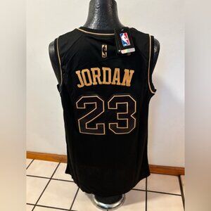 Chicago Bulls Michael Jordan # 23 Jersey Black/Gold , Unisex